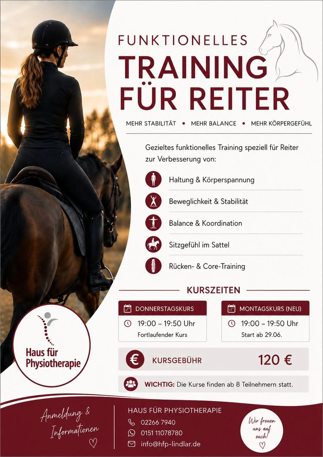 Kurszeiten — Funktionelles Training für Reiter